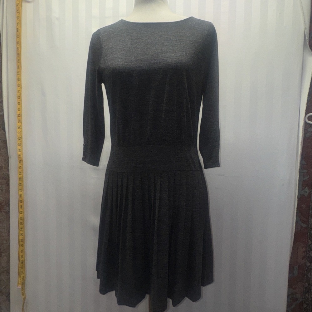 Ann Taylor Loft Woman's Knit Dress‎ Size 6p Tall Gray Pleated